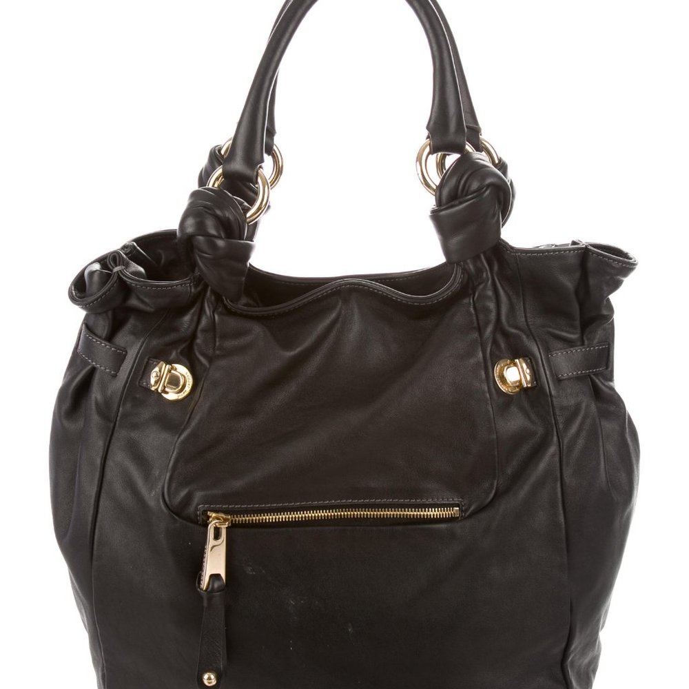 MARC JACOBS Black Leather Tote Bag‎